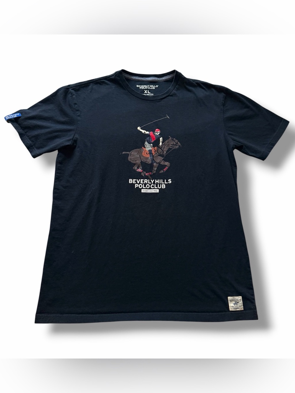 beverly hills polo club black polo graphic tee shirt